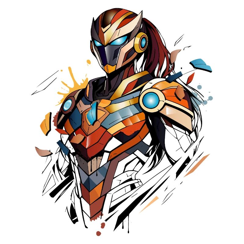 Futuristic sci-fi heroine in comic book style