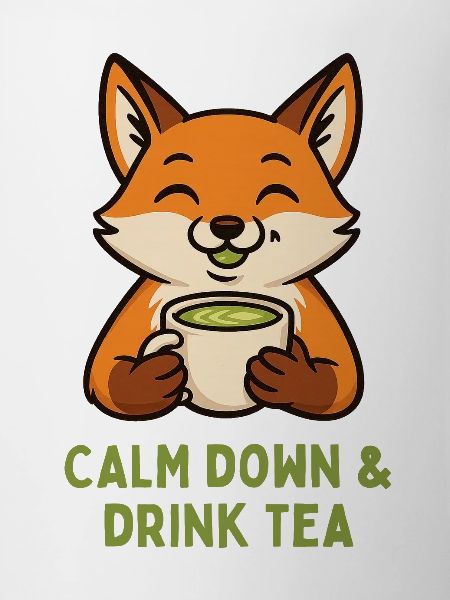 Fuchs entspannt Tee trinken