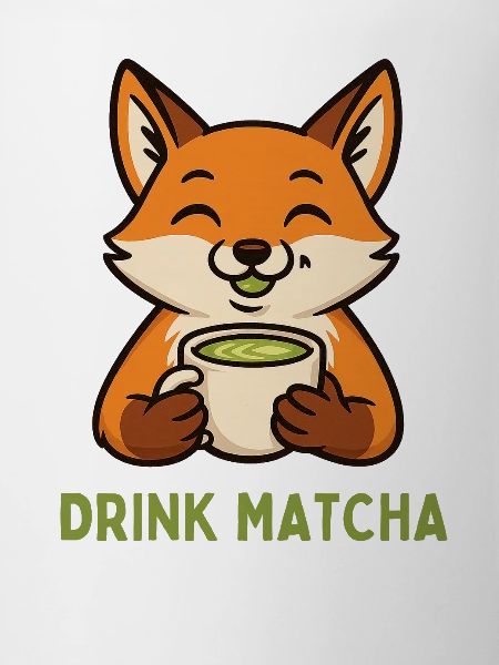Fuchs genießt Matcha