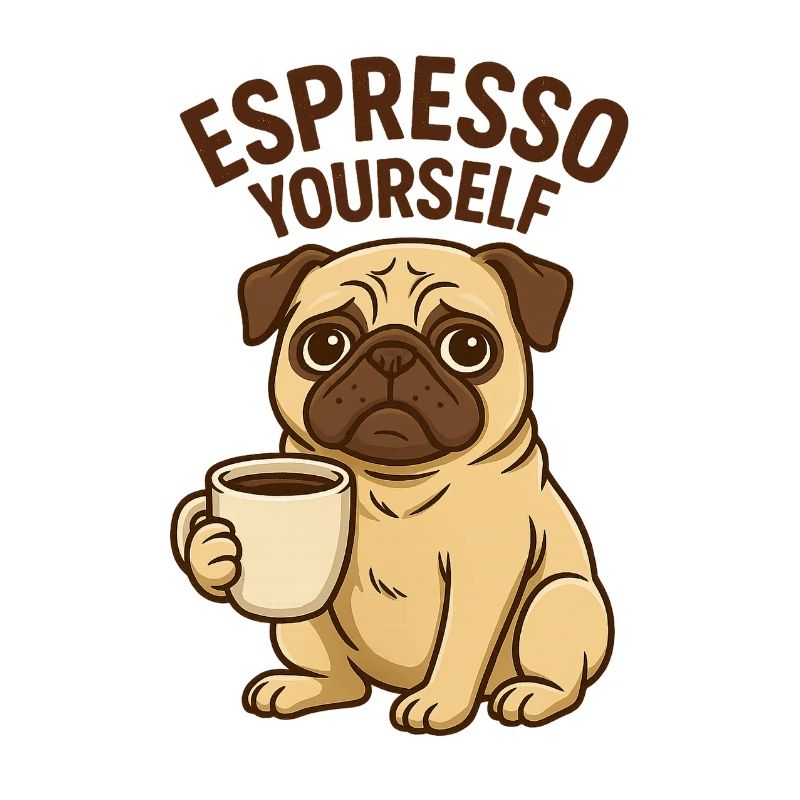 Espresso Yourself Pug Illustration