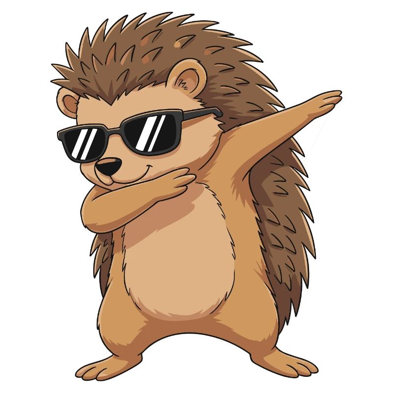 Cool Dabbing Hedgehog Sunglasses Cartoon Art