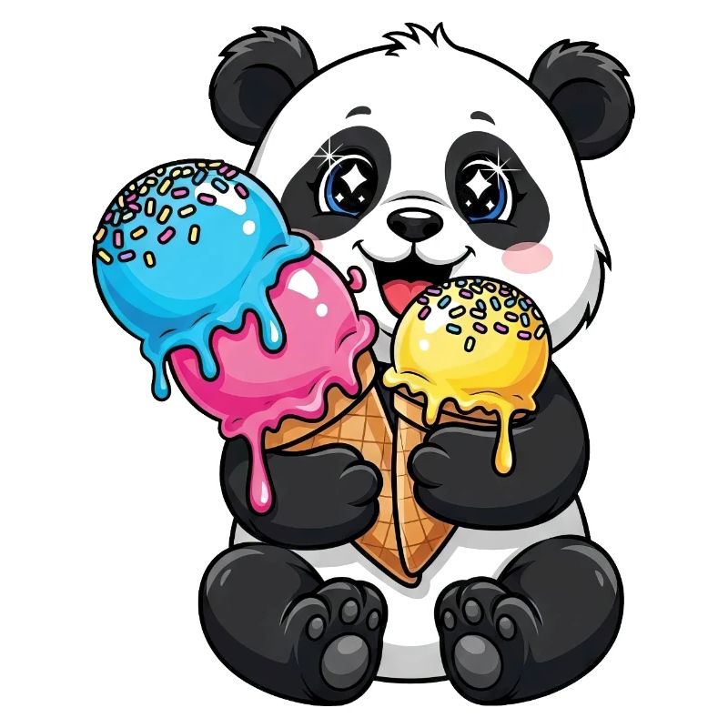 Mignons Pandas Cartoon Glace d’été