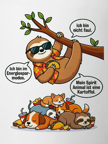 Energy-saving sloth and little animal