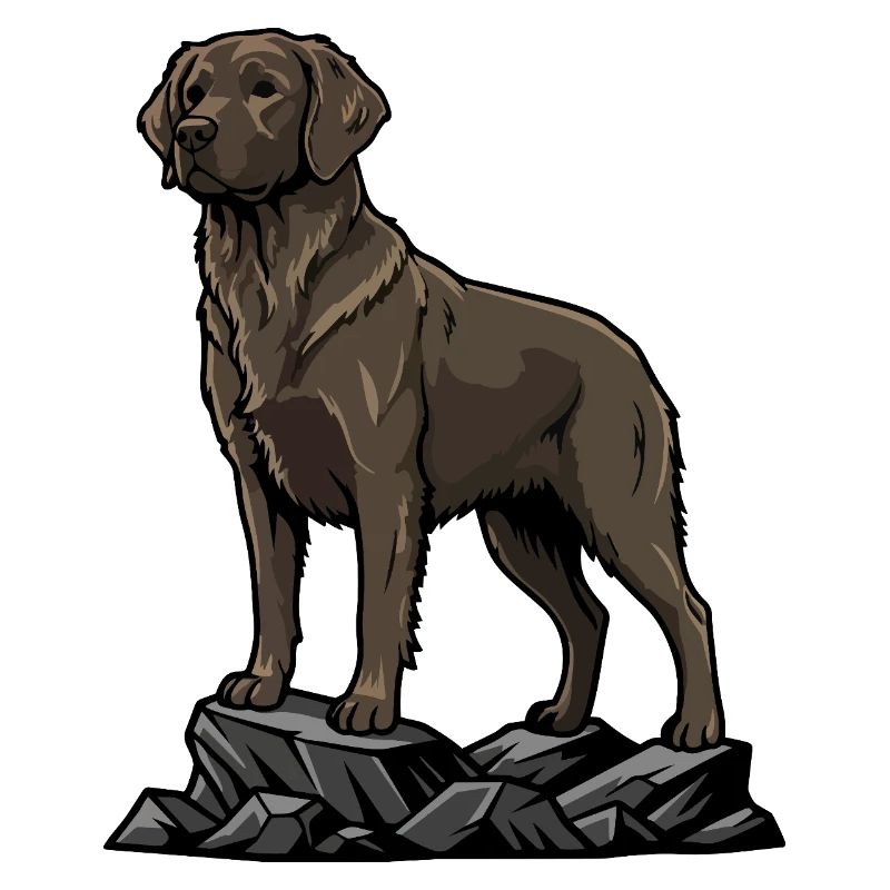 Chien Labrador Chocolat sur Rocher Portrait Brun