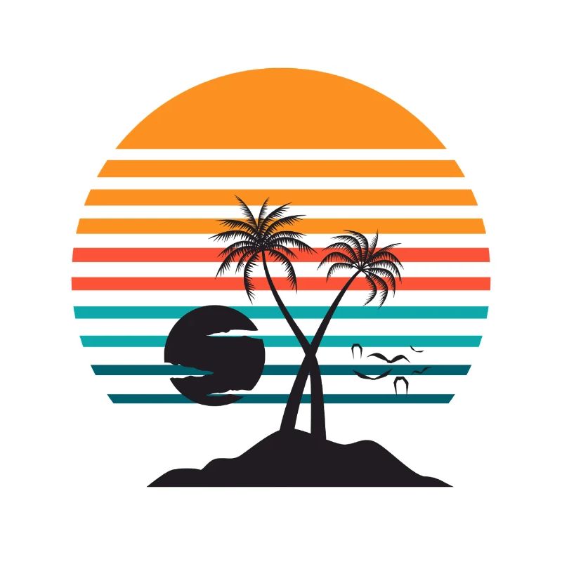 Soleil rayé palmier tropical