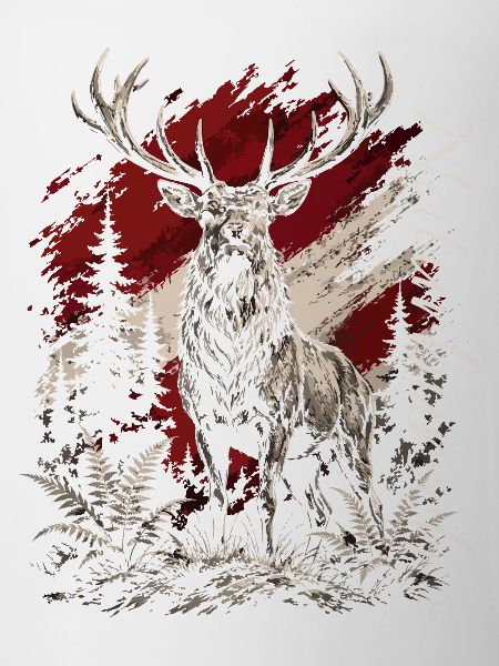 Hirsch im Wald – Rustikal Illustration