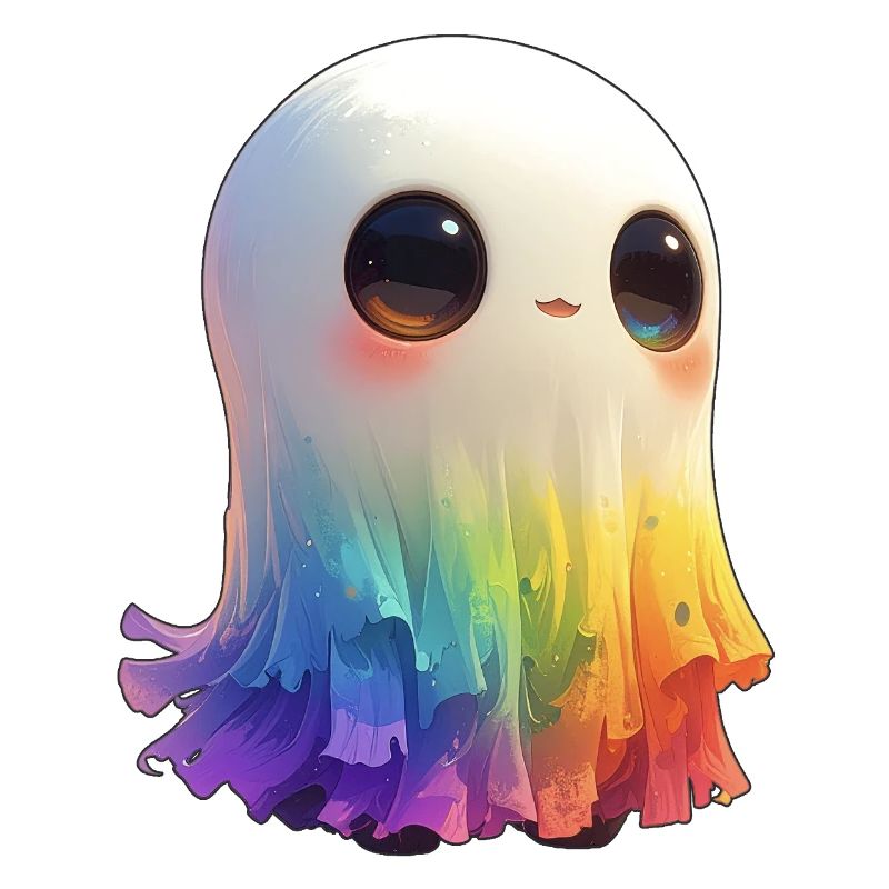 Fantôme arc-en-ciel flippant et mignon