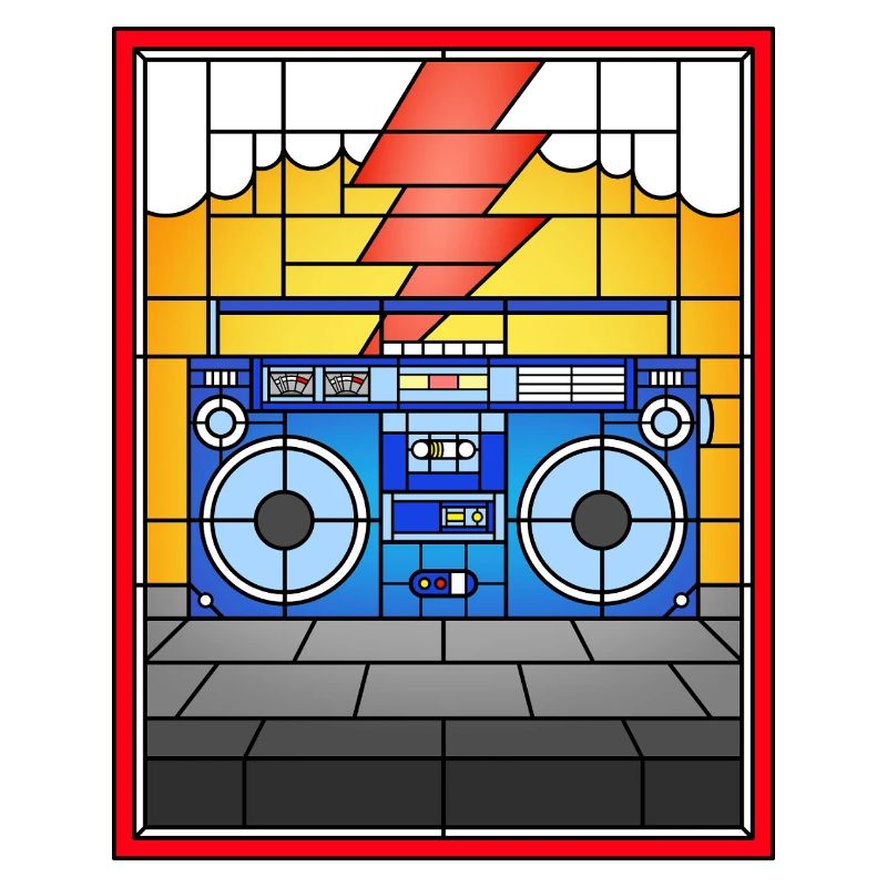 Buntglas-Boombox-Illustration