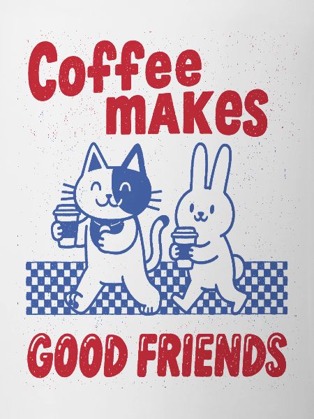 Coffee makes good friends – cats & bunnies