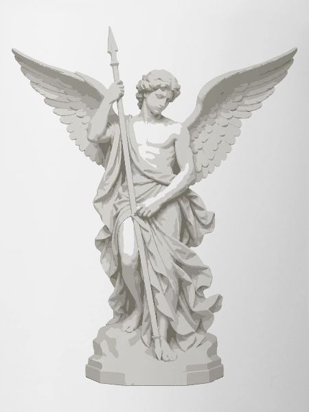 Winged Angel with Spear Illustration