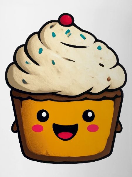 Kawaii Cupcake Gesicht Illustration