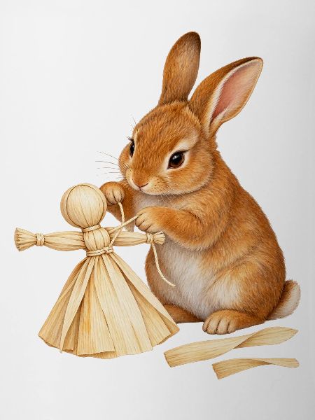Kaninchen mit Maisblattpuppe