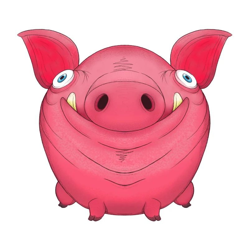 Mignon rond dessin animé cochon