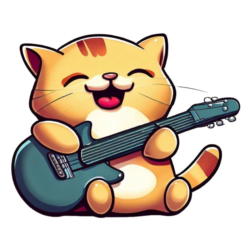 Katze mit Gitarre