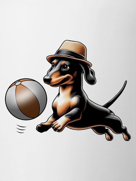 Dachshund playing ball