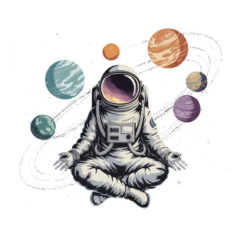 Astronaut Yoga Meditation Space Planets Orbit