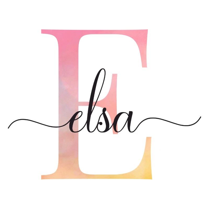 E| Monogram | Name | Elsa |Watercolor