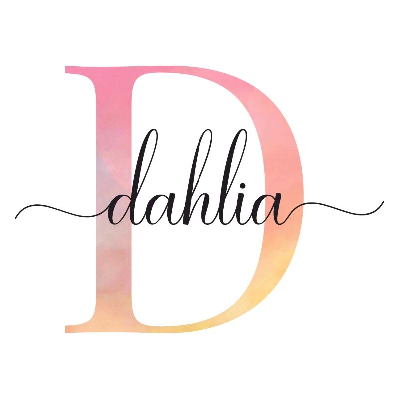 D | Monogramme | Nom | Dahlia |Aquarelle