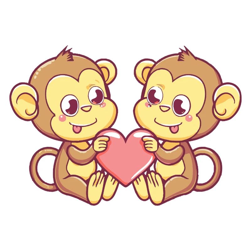 Affe Comic Paar Liebe