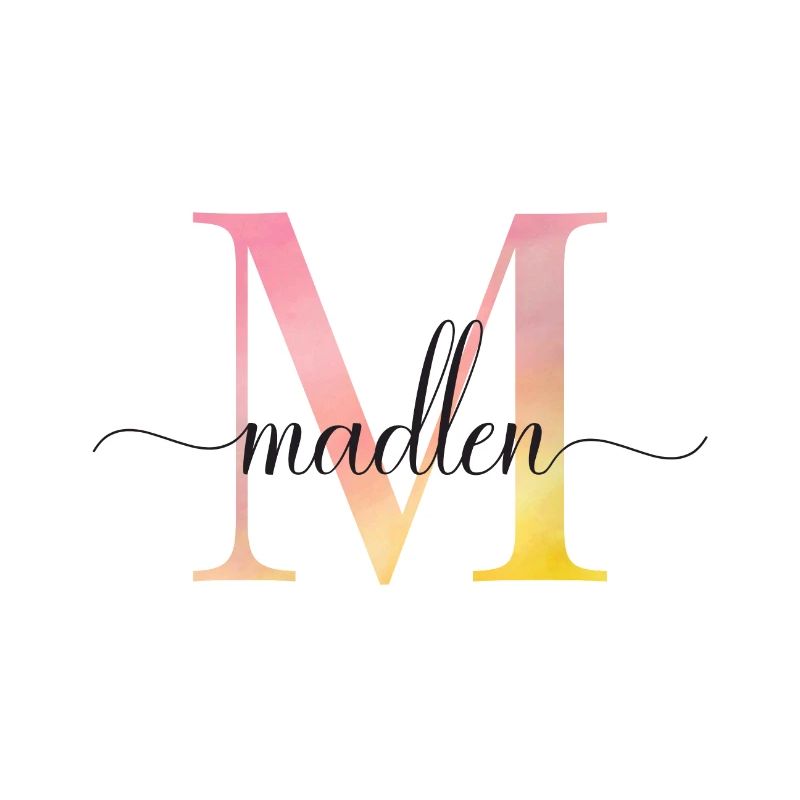 M | Monogramme | Nom |Madlen |Aquarelle