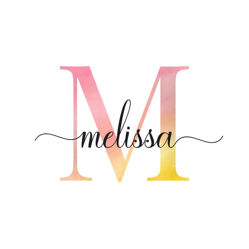 M | Monogramme | Nom | Mélissa |Aquarelle