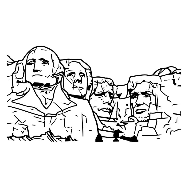 Mount Rushmore Line Art Design