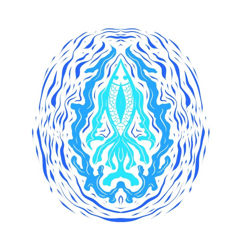 "AQUA" ~ Psychedelic Fish Pattern