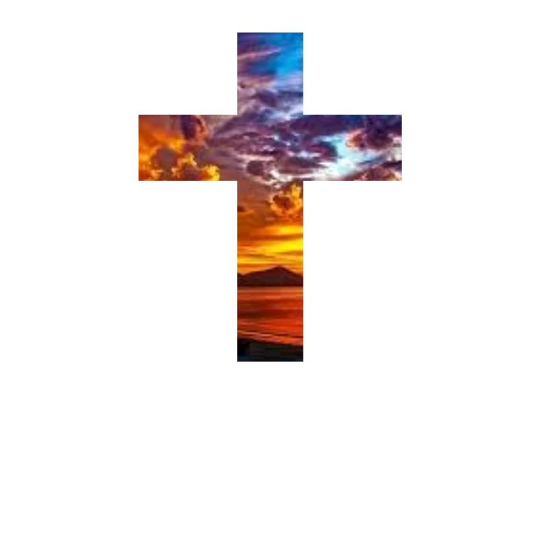 Croix chrétienne avec coucher de soleil
