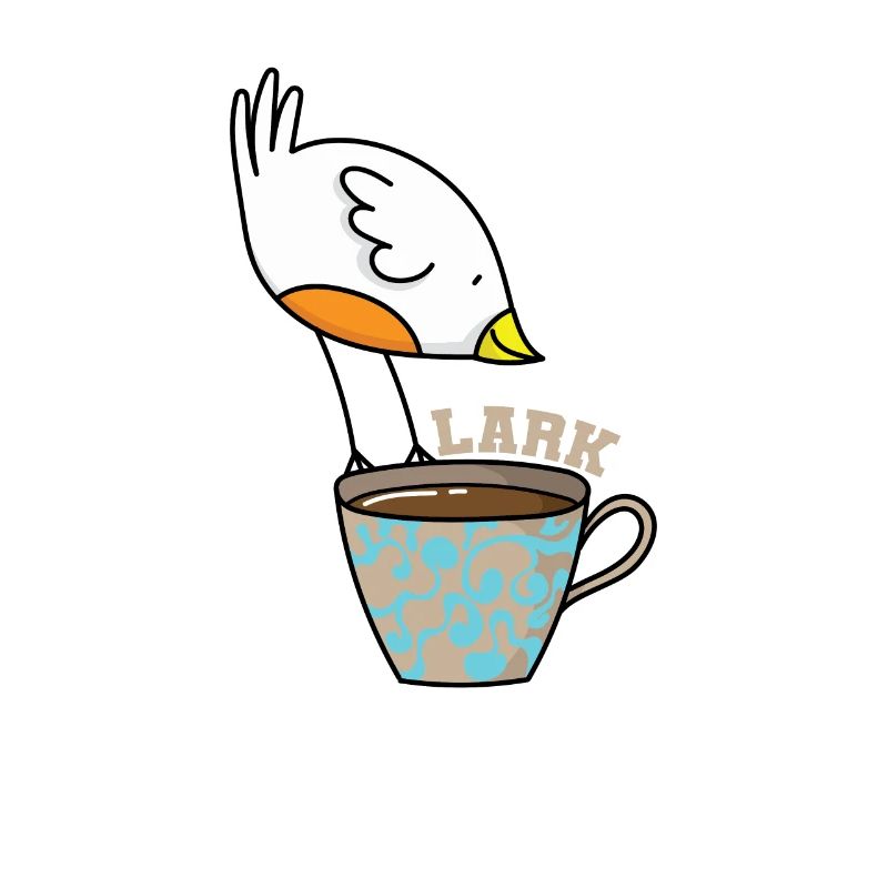 Lark sleep type early riser bird with coffee