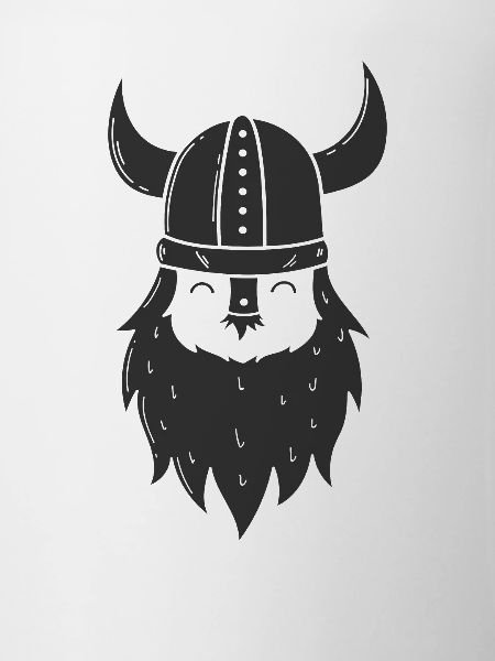 Wikinger mit Vollbart und Wikingerhelm