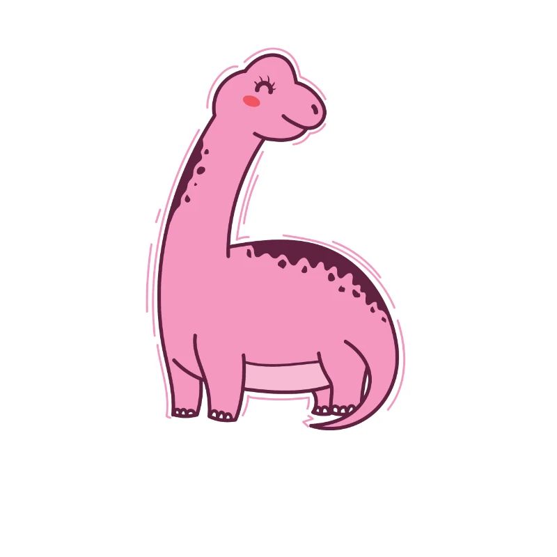 pink dinosaur with long neck dinosaur