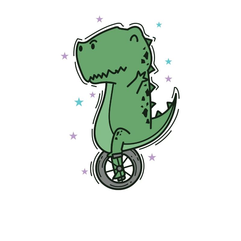 Dino auf einem Einrad Dinosaurier Reptil