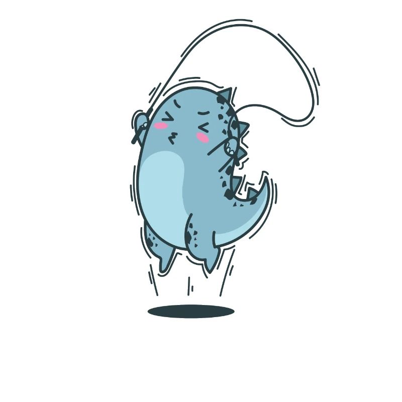 Dino jumps rope dinosaur reptile