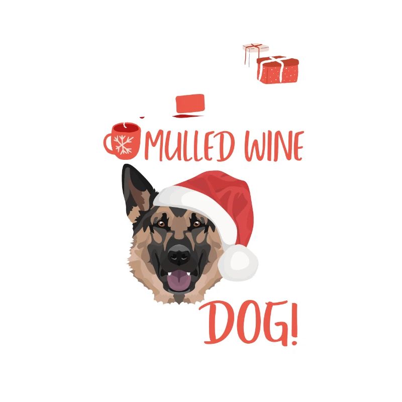 German Shepherd Mulled Wine Christmas