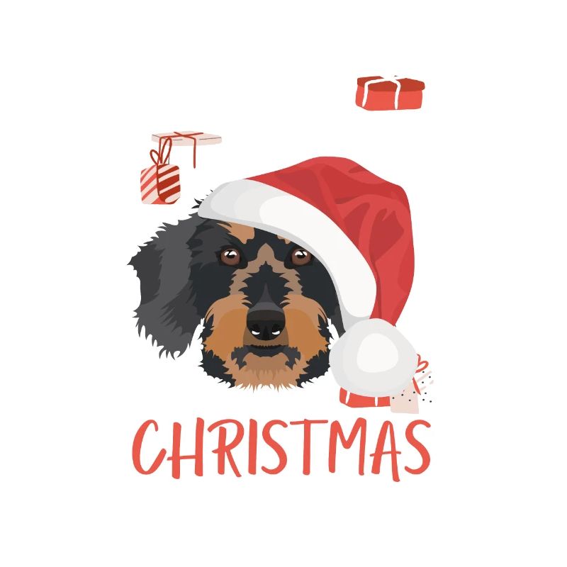 Teckel à poil dur Joyeux Noël