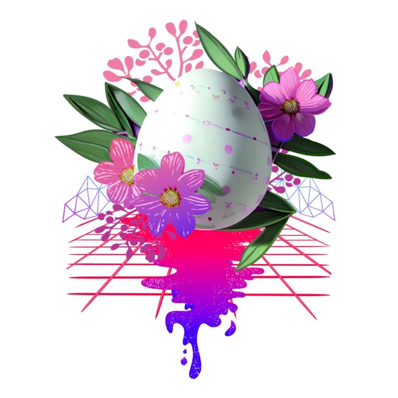 Easter Egg Flowers Art Retro Wave