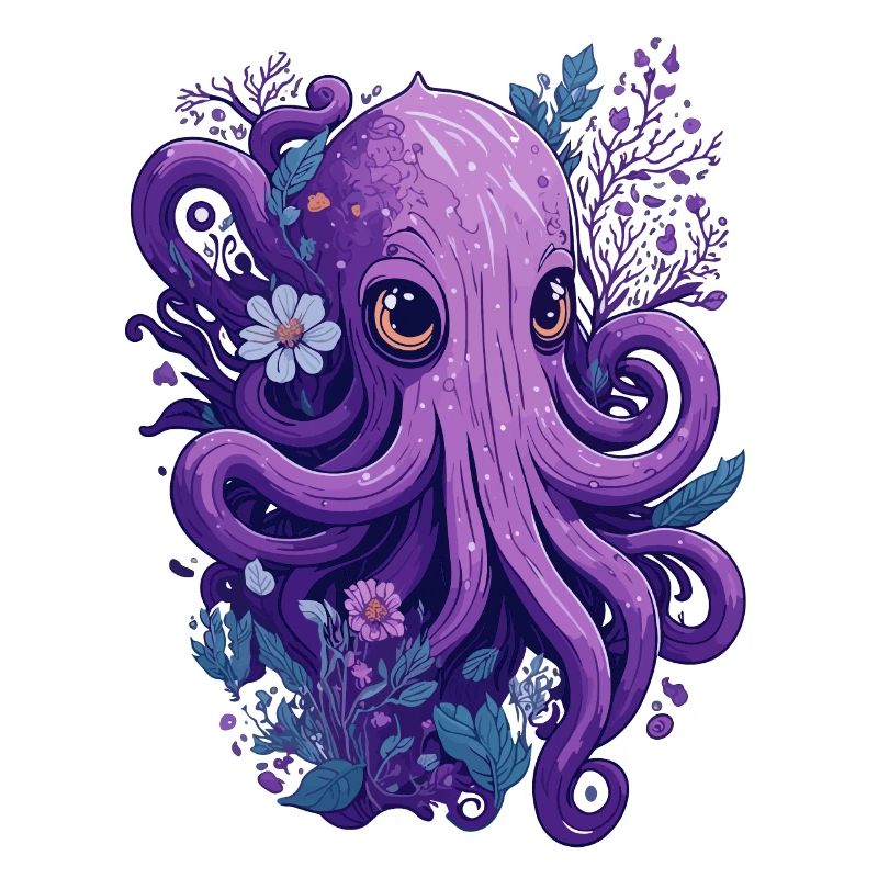 Calmar Octopus Fleurs Floral