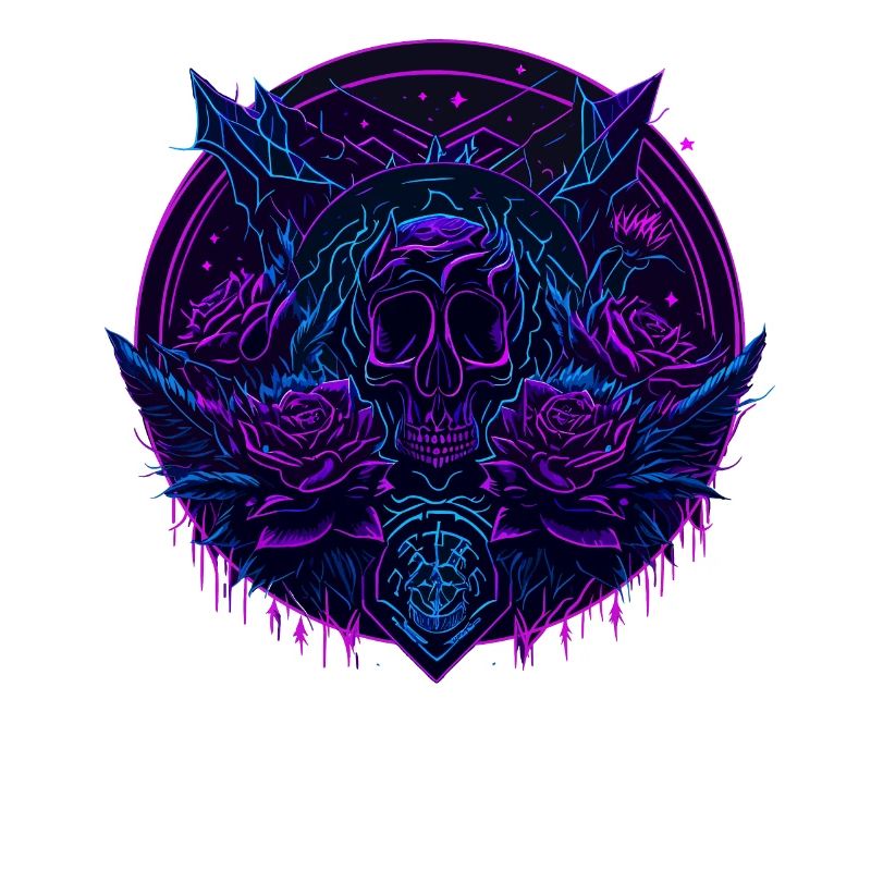 néon roses crâne vaporwave