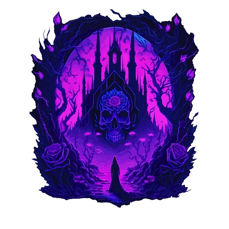Neon Gothic Skull Architecture