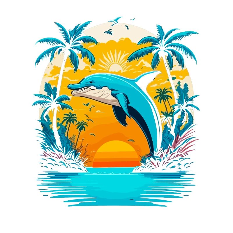 Dolphin Summer Tropical Sunset