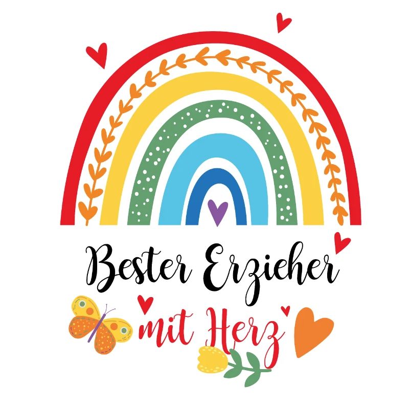 Bester Erzieher mit Herz Geschenk Regenbogen