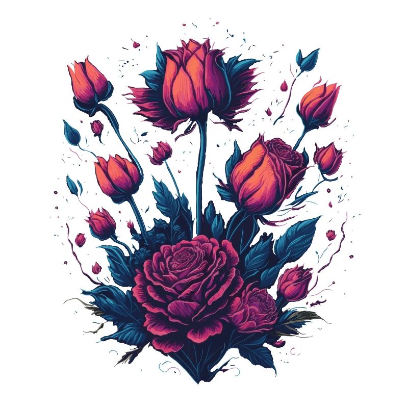 Style de tatouage néon arbuste rose