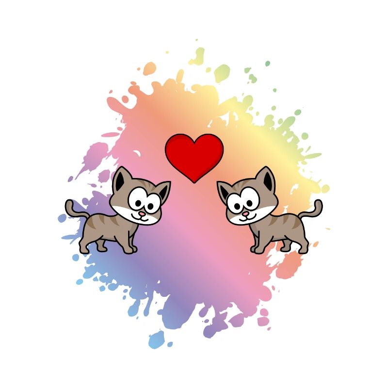 Katze Comic Paar Liebe