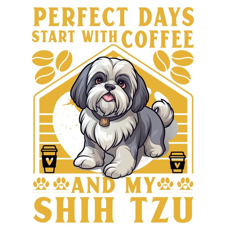 Les journées parfaites commencent avec le café et mon Shih Tzu