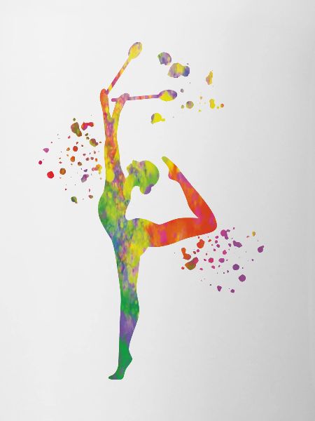 Gymnast with clubs Rhythmic gymnastics