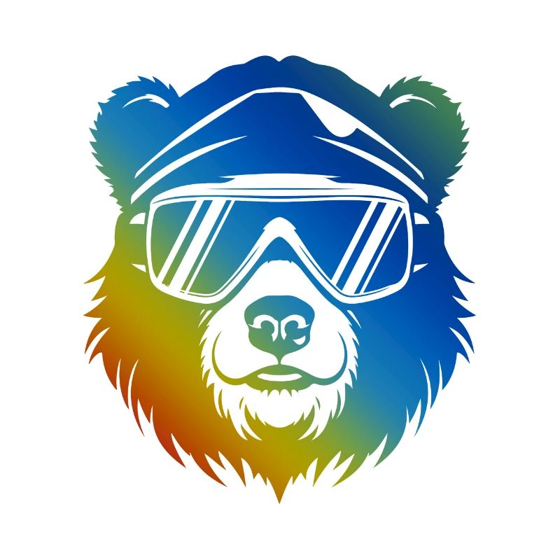 Ski Bear Snowboarder Colorful