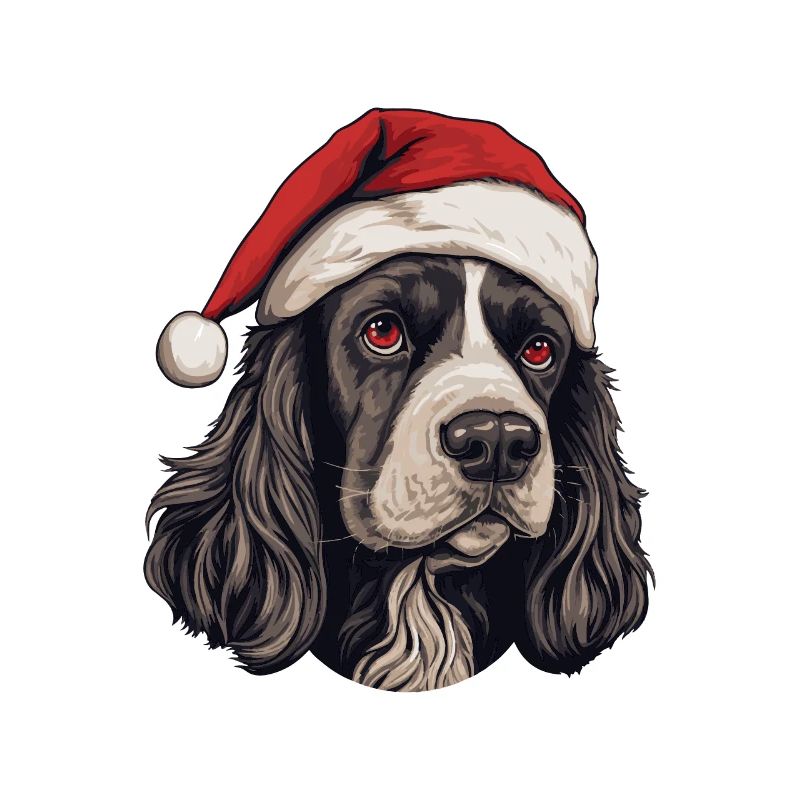 Cocker Spaniel Dog Head Christmas Portrait