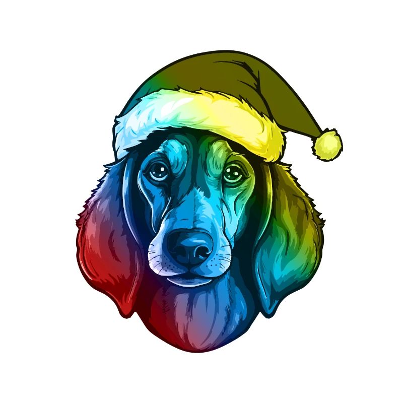 Dackel Hund Kopf Weihnachten Bunt