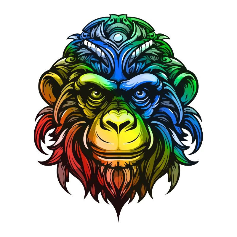 Monkey Head Colorful