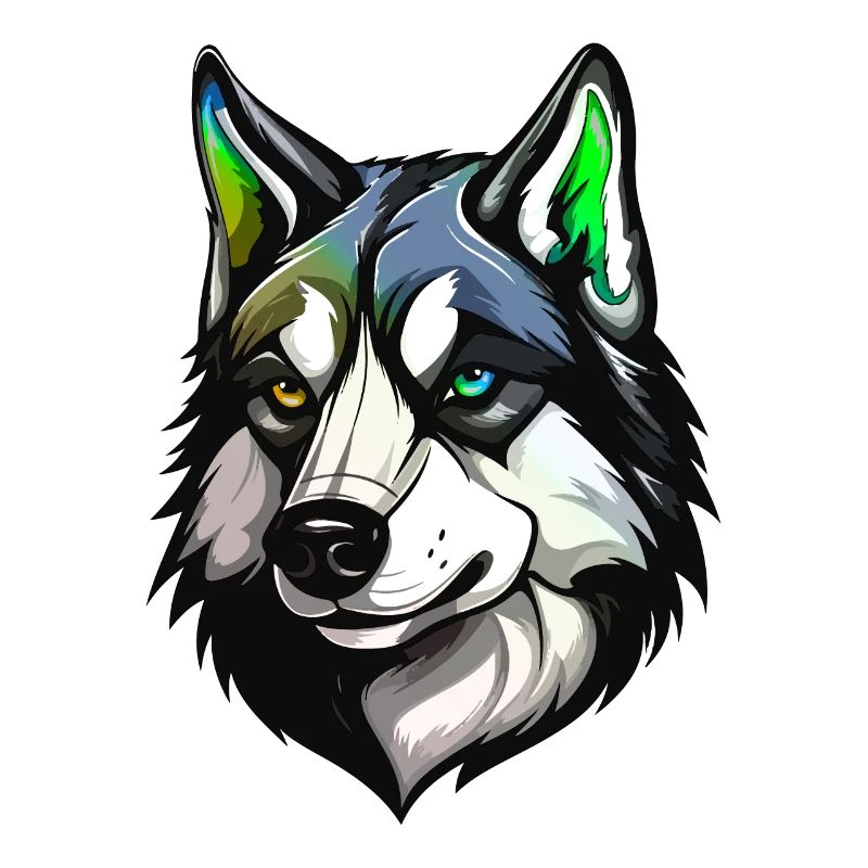Husky Hund Kopf Bunt
